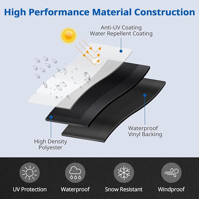 SunPatio Bistro Set Cover Waterproof, Outdoor Patio 3 Pieces Furniture Set Table and Chairs Cover with Air Vent, UV & Rip & Fade Resistant, All Weather Protection, 65"W x 28"D x 30"H, Black