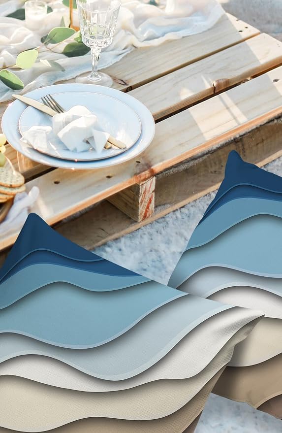 Funy Decor Waterproof Outdoor Throw Pillow Cover Blue Modern Geometric Lumbar Pillowcases Set of 2 Brown Abstract Decorative Patio Furniture Pillows for Couch Garden 20 x 20 Inches