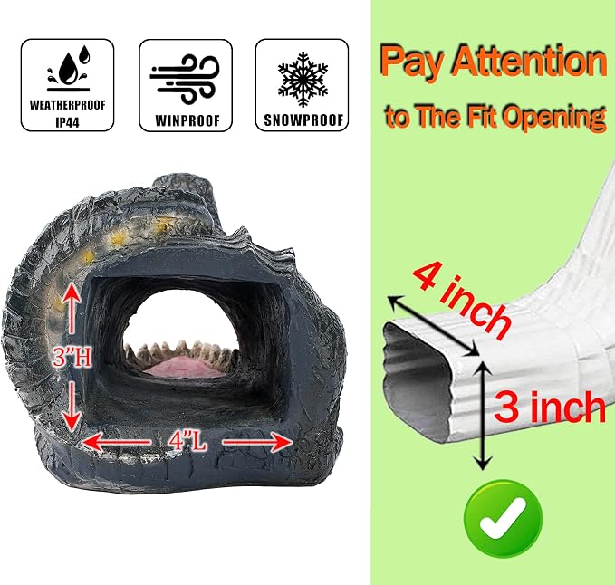 Teaeeno Alligator Decor Statue Gutter Downspout Extension Decorative,Crocodile Gutter Animal Statue Outdoor Decor,3"×4" Rain Gutter Downspout Splash Block,Garden Splash Block Outdoor Sculpture (Black)