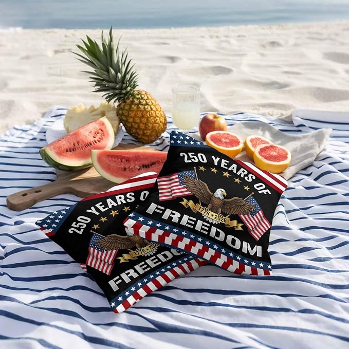 250 Years Anniversary Outdoor Pillow Covers 20x20 Inch Throw Pillow Covers Set of 2 Waterproof Decorative Pillow Cases American Flag Eagle Independence Day Cushion Covers for Patio Furniture Garden