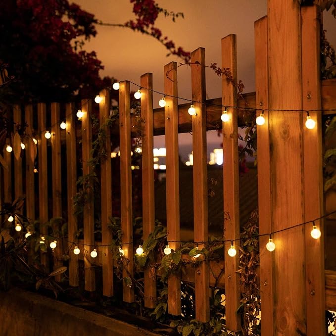 Brightown Solar String Lights Outdoor 60 LED 36FT with 8 Lighting Modes, Waterproof Solar Powered Crystal Globe Patio Lights for Garden Yard Porch Wedding Party Decor (Warm White)