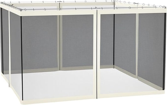 Outsunny 10' x 12' Universal Replacement Mesh Sidewall Netting for Patio Gazebos and Canopy Tents with Zippers, Sidewall Only, White