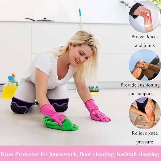 Working Knee Pads for Men Women, Soft & Adjustable, Pink M, 1 Pair | Dual-Layer Foam Padding, Waterproof Knee Cushion, Adjustable, Comfortable Pad for House Work, Scrubbing Floors, Flooring Work