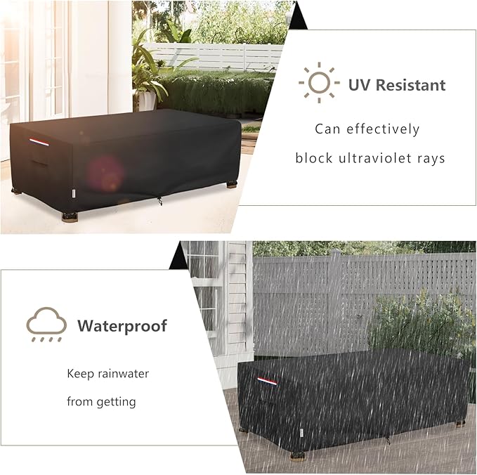 Outdoor Coffee Table Cover Waterproof, Heavy Duty Patio Rectangular Side Table Covers, 42W x 26D x 16H Inches Outdoor Tables Cover (Black)