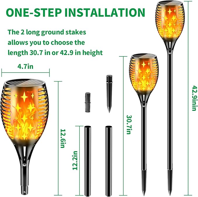 YoungPower 43'' Solar Torch Lights Flickering Flames for Decor Garden Patio Deck Yard Driveway,1 Pack