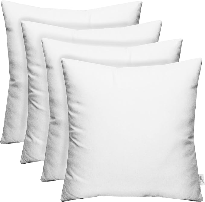 RSH DECOR: Sunbrella Square Throw Pillows Set of 4 | 17" x 17" | Water and Fade-Resistant Performance Fabric | Outdoor Pillow Covers with Down-Alternative Inserts | Canvas White
