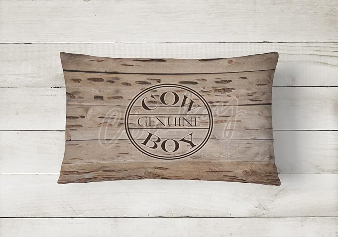 Caroline's Treasures SB3057PW1216 Genuine Cow Boy Branded Canvas Fabric Decorative Pillow 100% Machine Washable Pillow, Indoor or Outdoor Decorative Throw Pillow for Couch, Bed or Patio