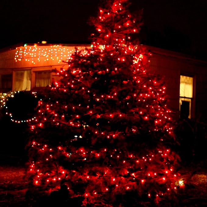 TW SHINE Red Christmas Lights, 2 Pack Total 40 FT 200 Count Incandescent Christmas Mini Tree String Lights, Waterproof Christmas Decorations for Outdoor Indoor Xmas Patio Home Party Garden Yard Decor