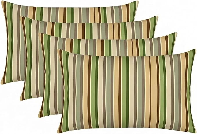 RSH DECOR: Sunbrella 26" x 16" Lumbar Throw Pillows Set of 4 | Water and Fade-Resistant Performance Fabric | Outdoor Pillow Covers with Down-Alternative Inserts | Made in USA (Samuel Meadows)