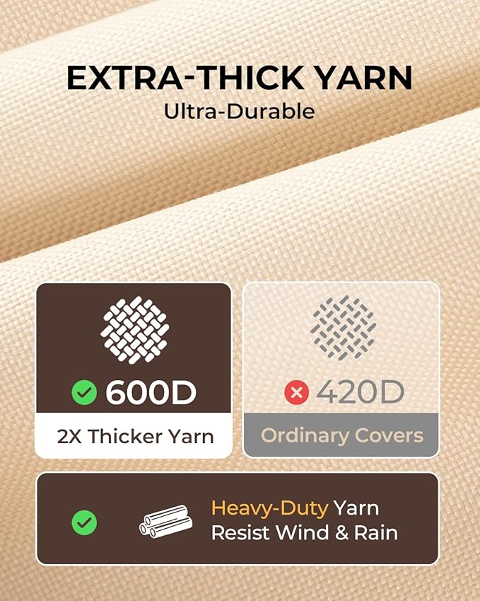 Loriano Patio Furniture Covers Set, 3 Piece Outdoor Furniture Cover Waterproof, 600D Heavy Duty Lawn Furniture Covers Set