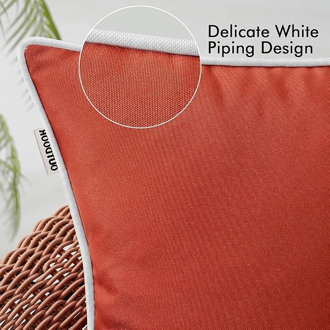 MIULEE Outdoor Waterproof Pillow Covers 20x20 Rust Pack of 2 | Decorative Farmhouse Throw Pillow Covers with Piping,Square Solid Color,Patio Furniture,Summer Couch Tent Sofa Living Room