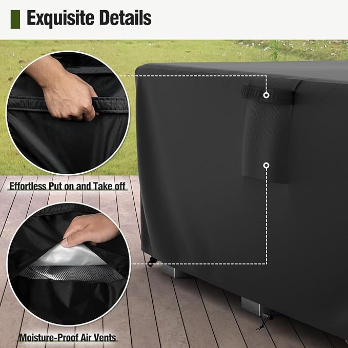 MR.COVER Patio Furniture Cover, Outdoor Sectional Sofa Set Cover Water Resistant General Purpose Rectangular 600D Heavy Duty Patio Table protection Size 108L x 82W x 28H inch