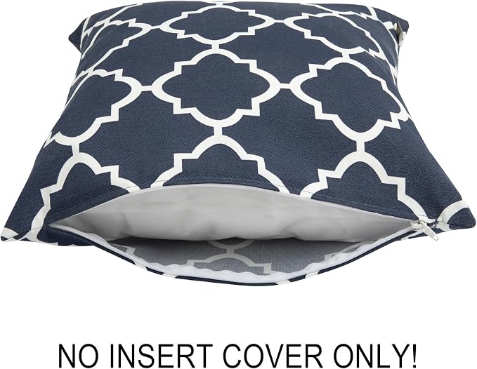 Waterproof Outdoor Throw Pillow Covers Set of 2,Home Decor for Garden Patio Furniture,Couch,Sofa 18 x18 Inch Decorative Pillows Cover Only,NO Insert(Blue Geometry)