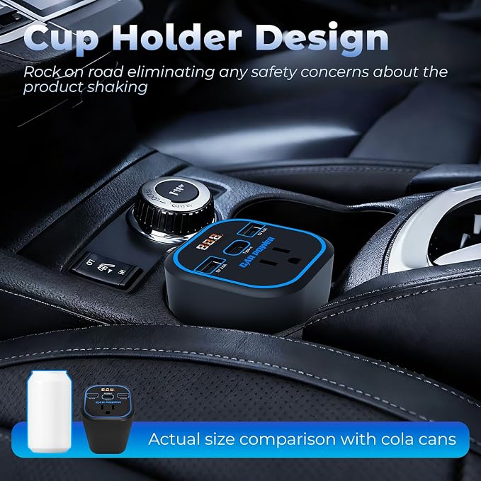 FAMIDGE 200W Car Power Inverter, car Outlet Adapter 12v to 110v, Car Outlet Adapter with Dual USB and Type-C, car Adapter for Plug Outlet, Laptop, CPAP, 2025 New Upgrated Overload Protection, Blue