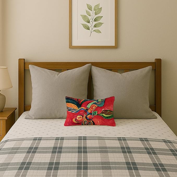 Caroline's Treasures 6043PW1216 Red Flowers and Berries Canvas Fabric Decorative Pillow Machine Washable, Indoor Outdoor Decorative Pillow for Couch, Bed or Patio, 12HX16W
