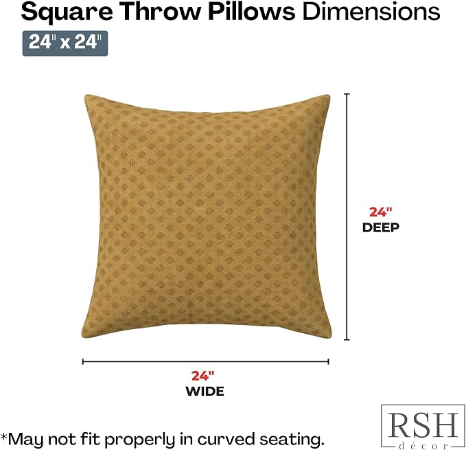 RSH DECOR Square Throw Pillows Set of 4, 24" x 24", Outdoor Pillows Waterproof, Outdoor Pillow Covers, Pillow Covers for Couch, Trinket Teak, Made in USA