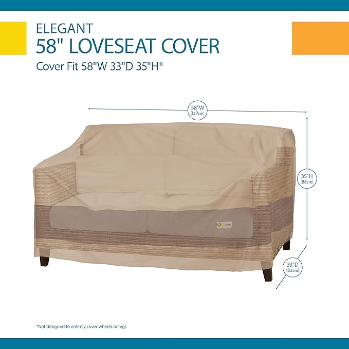 DUCKCOVERS® Elegant Water-Resistant 58 Inch Patio Loveseat Cover, Patio Bench Cover