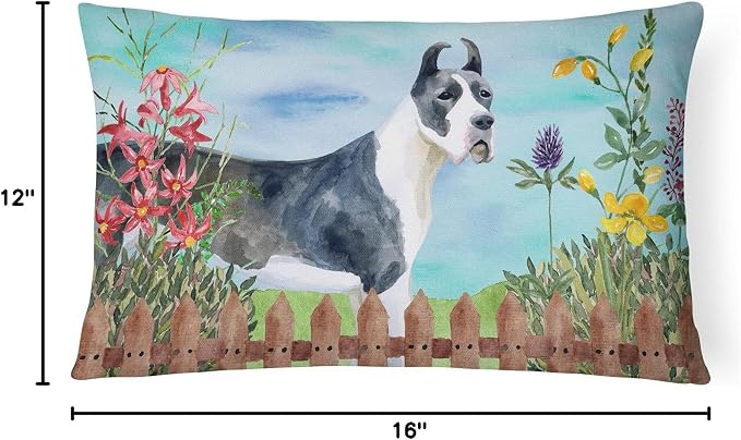 Caroline's Treasures CK1205PW1216 Harlequin Great Dane Spring Canvas Fabric Decorative Pillow Machine Washable, Indoor Outdoor Decorative Pillow for Couch, Bed or Patio, 12HX16W