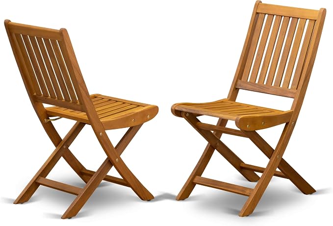 East West Furniture DEDK9CWNA 9 Piece Outdoor Patio Dining Sets Includes a Rectangle Acacia Wood Table and 8 Folding Side Chairs, 40x72 Inch, Natural Oil