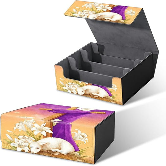 Large Card Deck Box for MTG, Fits 1200+ Sleeved Cards, PU Leather Storage Case with Strong Magnetic Closure, Multiple Colors Available for TCG CCG Baseball Card Collections, Goat Pigeon
