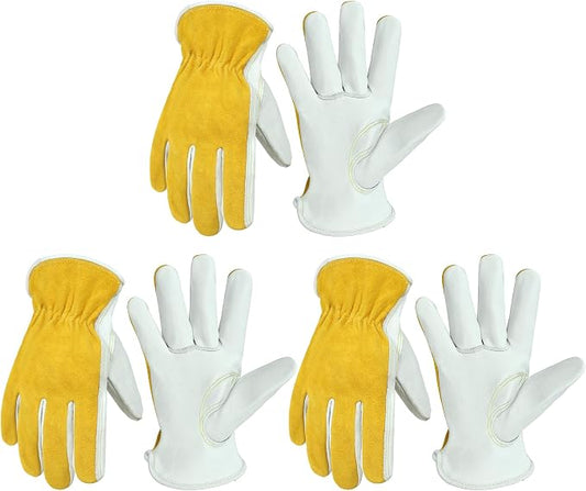 HANDLANDY Leather Gardening Gloves, Leather Work Gloves for Men Women | Durable Utility Men Women Garden Yard Working Glove, for Landscaping, Mechanic, Construction, Driving, Farming, Ranching