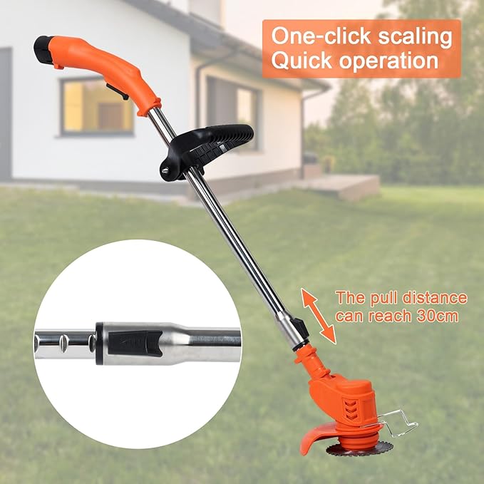 Cordless String Trimmer, 3 in 1 Trimmer and Edger with Telescopic Rod, 12V Battery Powered String Trimmer Cordless, Weed Mower Lawn Mower for Lawn Garden Yard, 2×2.0Ah Battery and Charger Included