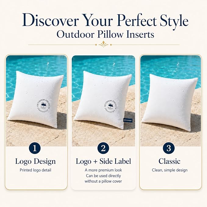 Phantoscope Outdoor Waterproof Pillow Inserts, Premium Water Resistant Patio Cushion, Square Form Throw Pillow for Outdoor, Couch, Chair 12 X 20 Inches(Pack of 4)