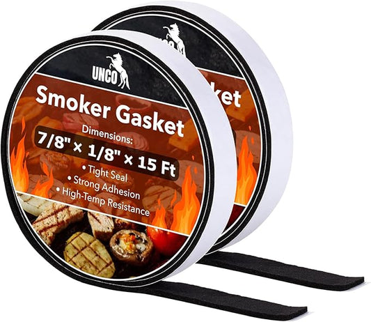UNCO- Smoker Gasket, 15 FT, 7/8" x 1/8", 2 Pack, Smoker Gasket Seal High Temp