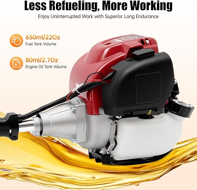 35.88CC 4-Stroke Weed Wacker, 4-Stroke Gas Powered String Weed Trimmer Eater Grass Cutter with 2T Blades, Cordless Trimmer Tools for Garden and Yard