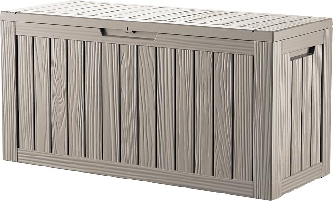 Outdoor Storage Box, 90 Gallon Waterproof Deck Box [Upgraded 3.0], Robust Weatherproof Organizer for Deep-Seat Cushions, Sports Equipment, Lockable Garden Tool Bench Seat, Side Yard, Grey