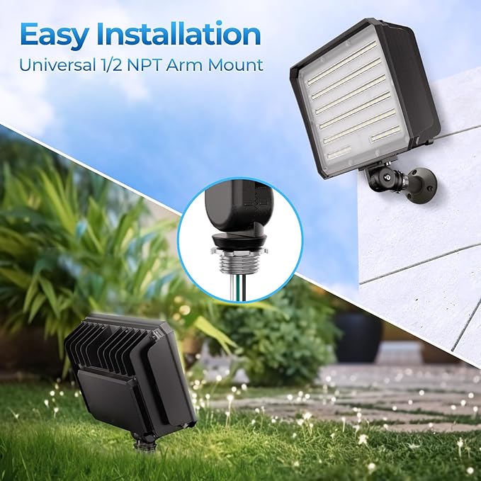 CINOTON 100W 14000LM LED Flood Lights Outdoor, 5000K, ETL Listed, 1 Pack | IP65 Waterproof Exterior Security Wall Pack with 180°Knuckle, 100-277V Outside Aluminum Fixture for Court Porch Patio Garage