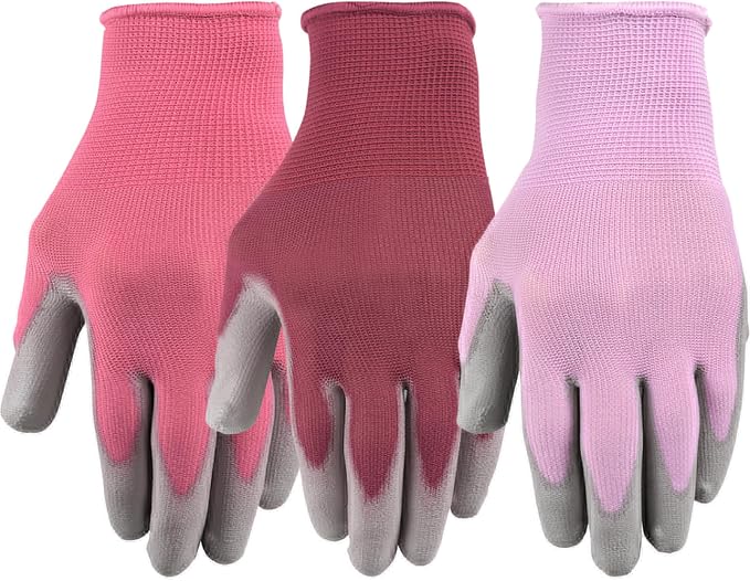 Wells Lamont Gardening Gloves for Women – Breathable Polyester, Seamless Fit – PU-Coated Palm for Grip & Durability