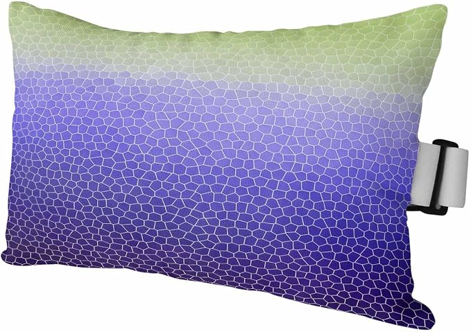 Chaise Lounge Headrest Pillow 1 Pack, Green Purple Ombre Waterproof Chair Pillows with Insert & Adjustable Elastic Strap for Beach Pool Recliner, Geometric Stained Glass Outdoor Patio Pillow