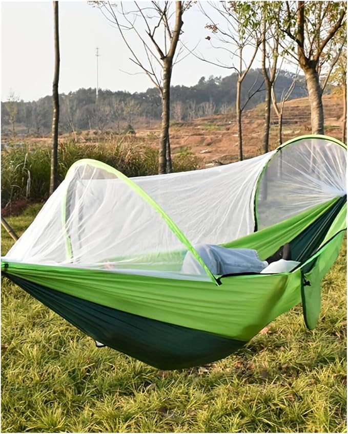 Hammocks, Automatic Quick-Opening Mosquito Net Hammock Outdoor Camping Pole Swing,for Outside(Black)