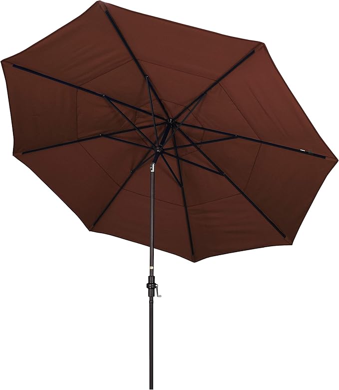 California Umbrella 11' Rd Tahoe Series Aluminum Patio Umbrella, Crank Lift, Collar Tilt, Bronze Finish