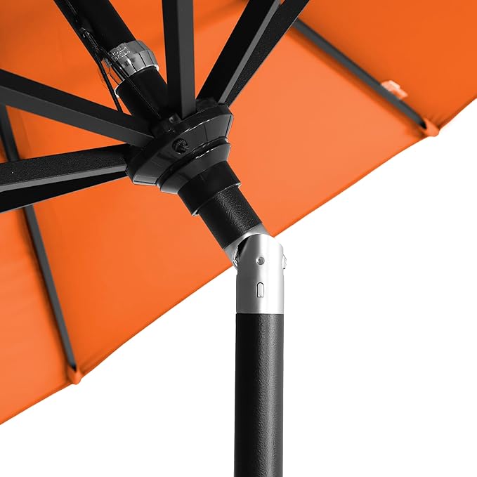 California Umbrella 12-Year-Non-Fading, 9Ft Premium Sunbrella Patio Umbrella, Hand-Crank, Button-Tilt, Black Frame, Tuscan Fabric