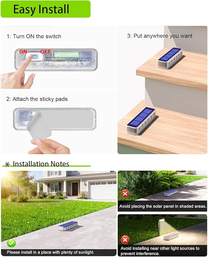 DetarZinLED Blue Solar Lights for Outside 8 Pack, 12 LEDs 2-Sided Illumination Solar Dock Lights Outdoor IP68 Waterproof, Auto On/Off Solar Deck Lights for Steps,Stairs,Driveway,Pathway,Sidewalk,Porch