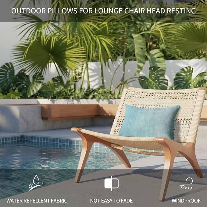 Outdoor Lumbar Pillow 11x16 Inch, Vintage Teal Waterproof Throw Pillow Covers with Insert, Modern Abstract Retro Art Decorative Chair Cushions for Patio Garden Recliner
