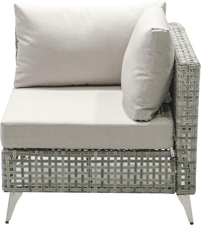 VilroCaz 7-Piece Outdoor Patio Furniture Set, Wicker Sectional Sofa wThick Seat Cushions, All-Weather Conversation Sofa Sets with Coffee Table for Outdoor Couch, Porch, Backyard (Grey-7C)