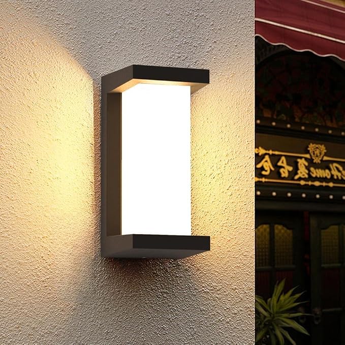 Dusk to Dawn Exterior Wall Lights,Modern LED Outdoor Light Fixture,3000k Black Wall Sconce,Ouside Light for House Porch Patio Garage Walkway Backyard Garden