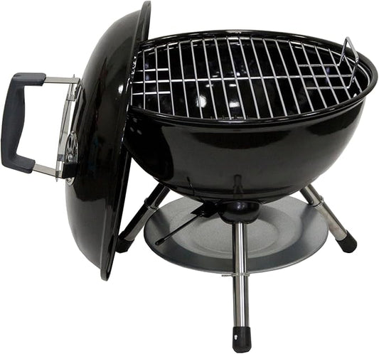 Megamaster 14.5" Portable Charcoal Barbecue Grill with Adjustable Air Vent, 141 SQ. In Cooking Area, Table Top Grill for Camping, Outdoor Cooking, Patios, and More - 810-23001