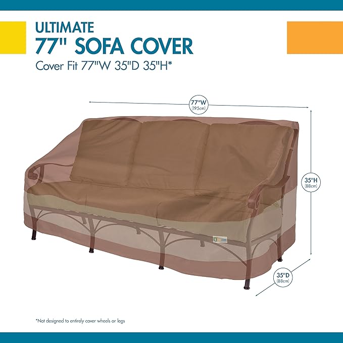 DUCKCOVERS Ultimate Waterproof Patio Sofa Cover,Outdoor Couch Cover with All Weather Protection,Patio Furniture Covers with Attachment Strap,77"W x 35"D x 35"H,Outdoor Sofa-Cover,(Pack of 4)