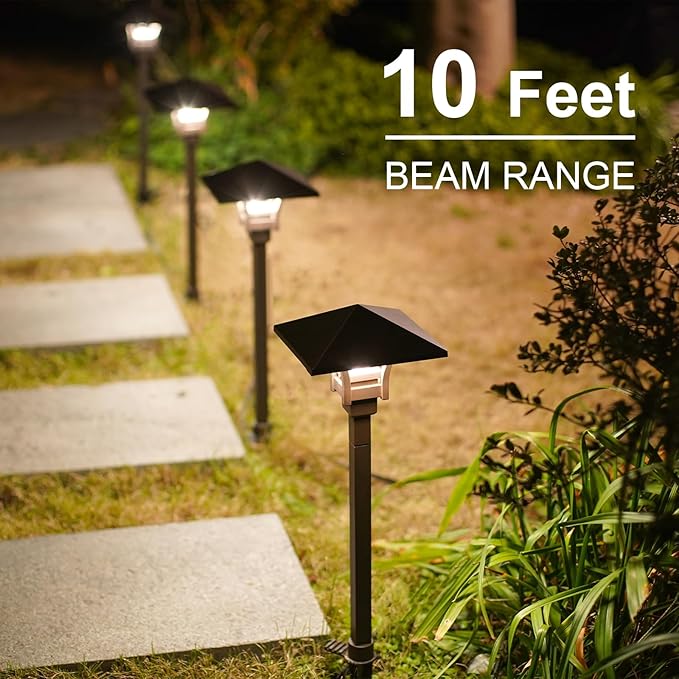 GOODSMANN Landscape Lighting Low Voltage Landscape Path Lights Oil Rubbed Bronze 8PK Path Lights Low Voltage 4W LED 32 Lumen 3000K Warm White with Cable Connectors