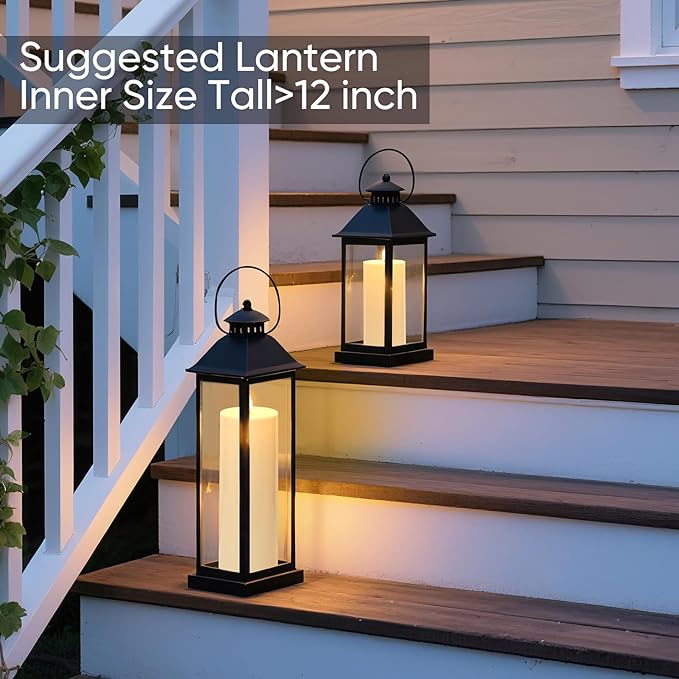 Raycare 2Pcs 4'' X 12'' Large Waterproof Outdoor Flameless Candle, Battery Operated LED Candles with Remote Control and Timer, Electric Fake Plastic Pillar Candles, Ivory