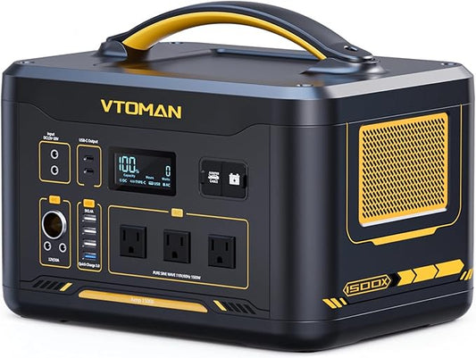 VTOMAN Jump 1500X Portable Power Station with Jump Start, 828Wh LiFePO4 Battery 1500W AC Outlets (3000W Surge) /100W USB-C Output Fast Charge, Solar Generator for for Outdoor, Camping, Outages Backup