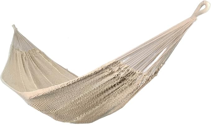 Double Mayan Handwoven Cotton Rope Hammock for Outdoor Indoor Patio Backyard, 79x59 Inch Bed, 480 lbs Capacity, 2 Person (White)