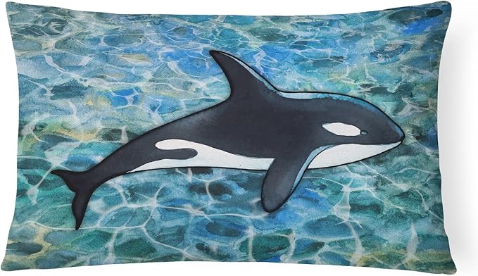Caroline's Treasures BB5348PW1216 Killer Whale Orca Canvas Fabric Decorative Pillow Machine Washable, Indoor Outdoor Decorative Pillow for Couch, Bed or Patio, 12HX16W