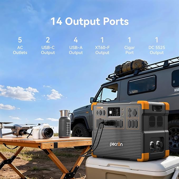 PECRON Portable Power Station E3800 LFP with 2x200W Solar Panels, 3840Wh LiFePO4 Battery Backup, 4200W Solar Generator, Expandable to 53.76kWh Power Station, Fast Charging for Home Emergency, Camping