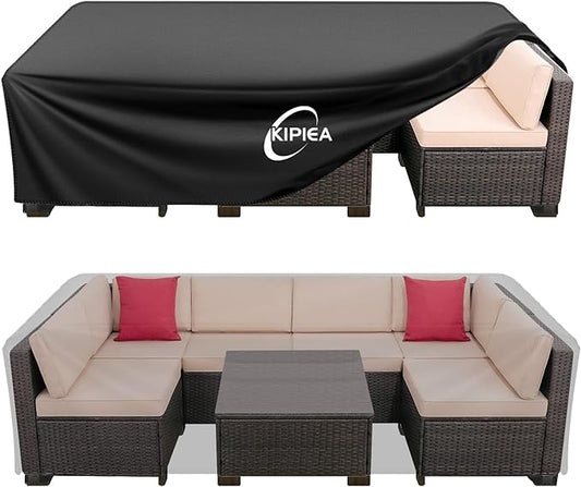 Kipiea Patio Furniture Covers Waterproof Winter, Heavy-Duty Outdoor Furniture Set Covers for Table Chairs, Anti-UV, No Tears or Fading (90" L x 64" W x 28" H)
