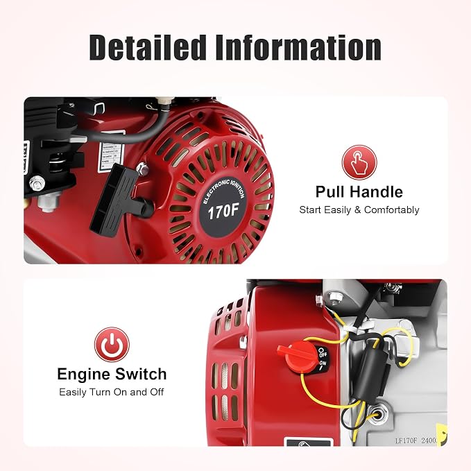 212CC Gas Powered Engine, 3000W 7.5HP Gas Engine Motor 0.95 Gal Small Go Kart Engine for Water Pumps, Lawnmowers, Minibikes 3600Rpm with Nylon Camshaft & Air Filter Pull Start